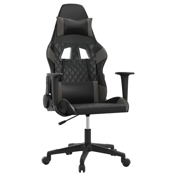 vidaXL Silla gaming cuero sintético negro y gris