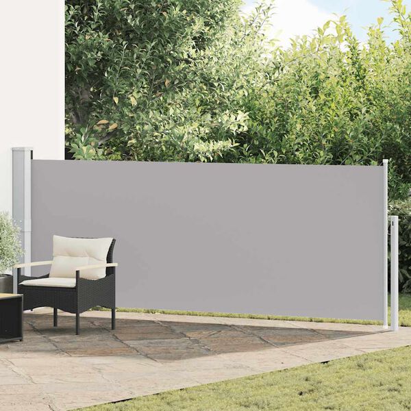 vidaXL Toldo lateral retr&aacute;ctil de jard&iacute;n gris 140x500 cm
