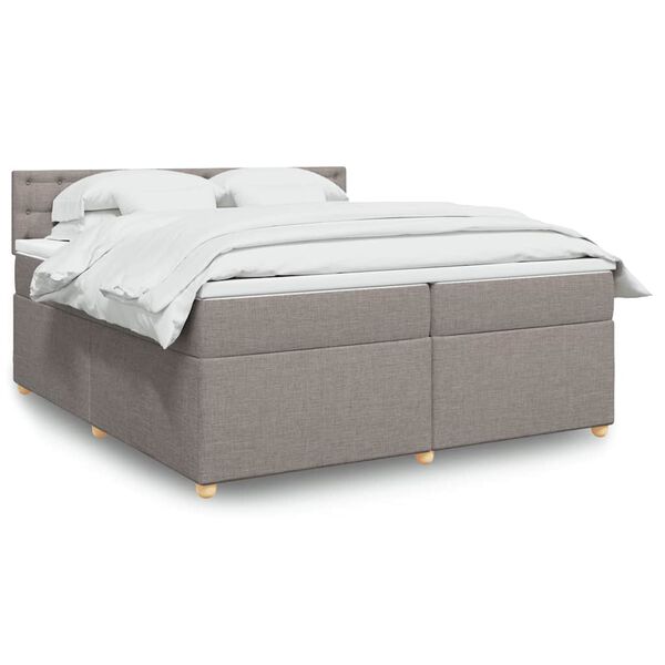 vidaXL Cama box spring con colch&oacute;n tela gris taupe 200x200 cm