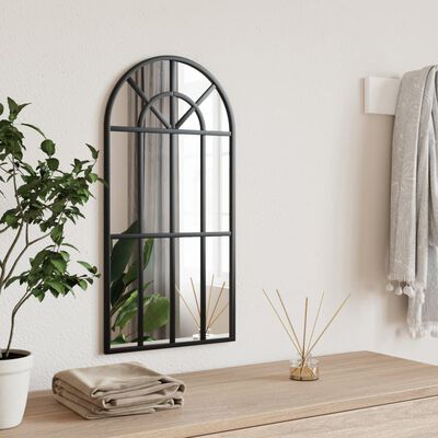 vidaXL Espejo de pared arco de hierro negro 30x60 cm
