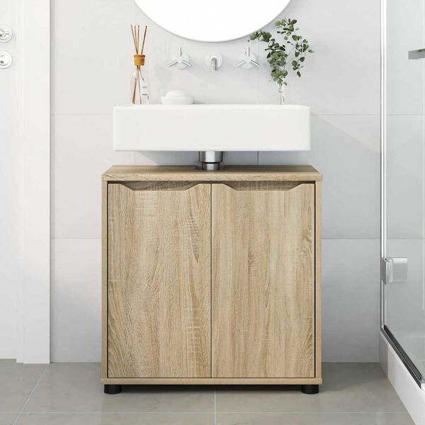 vidaXL Armario para lavabo de ba&ntilde;o Manual Roble Sonoma 60 x 30 x 60 cm