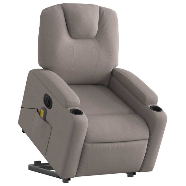 vidaXL Sill&oacute;n de masaje el&eacute;ctrico reclinable elevable tela taup&eacute;