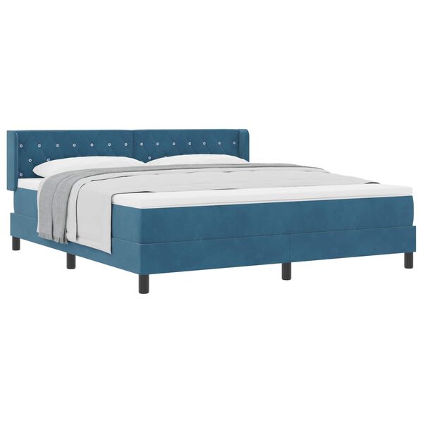 vidaXL Cama tipo Box Spring Azul Oscuro 200 x 180 cm Poli&eacute;ster