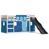 vidaXL Litera con tobog&aacute;n y cortinas azul 90x200 cm