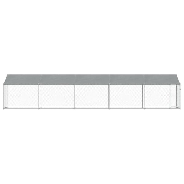 vidaXL Jaula de perros techo y puerta acero galvanizado gris 10x2x2 m