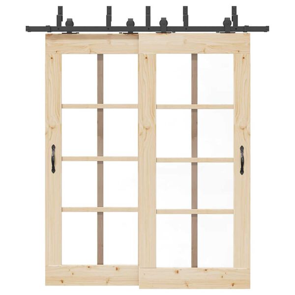 vidaXL Kit de herrajes para puertas correderas acero negro 200 cm