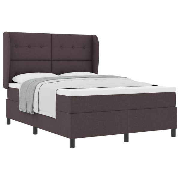 vidaXL Cama tipo Box Spring Marr&oacute;n oscuro 140 x 200 cm tela