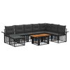vidaXL Conjunto de sof&aacute;s de jard&iacute;n 9 uds. Negro y gris oscuro