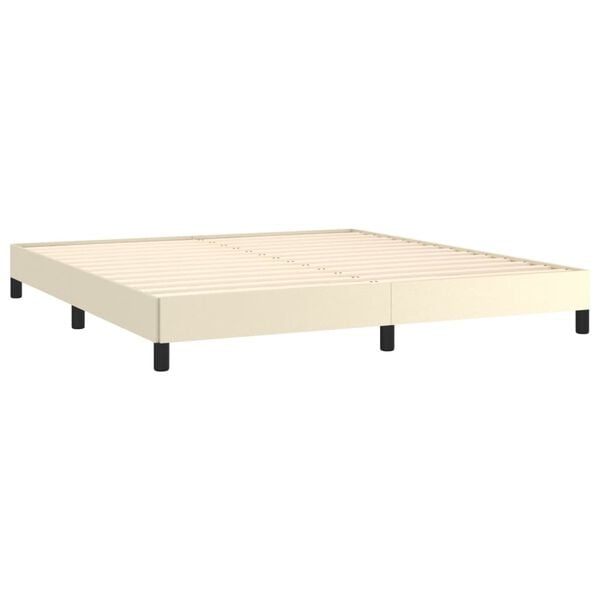 vidaXL Cama box spring con colch&oacute;n cuero sint&eacute;tico crema 180x200 cm