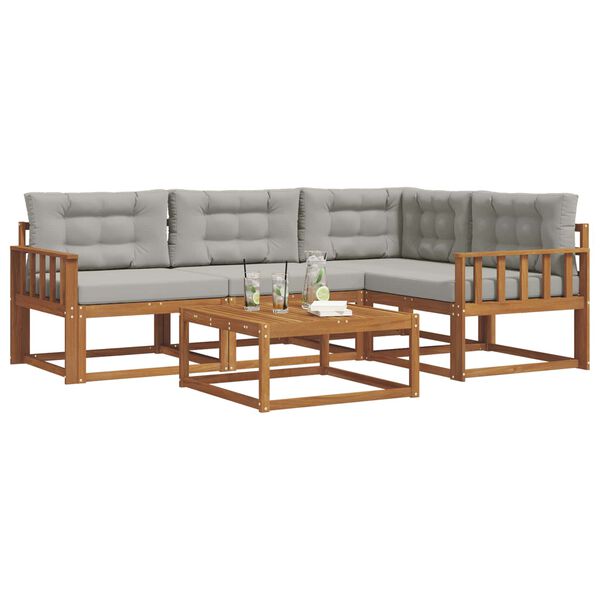 vidaXL Conjunto de sof&aacute;s de exterior 5 pcs Gris Natural y Claro