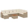 vidaXL Set de sof&aacute;s de jard&iacute;n 9 pzas con cojines rat&aacute;n sint&eacute;tico beige