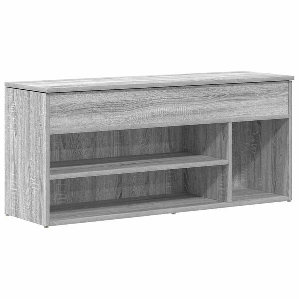 vidaXL Banco zapatero madera de ingenier&iacute;a gris sonoma 102x30,5x45 cm