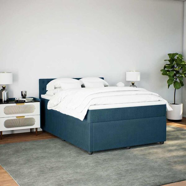 vidaXL Cama box spring con colch&oacute;n terciopelo azul 160x200 cm