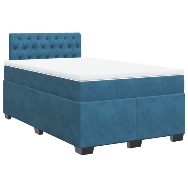 vidaXL Cama box spring con colch&oacute;n terciopelo azul 120x200 cm