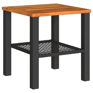 vidaXL Mesa de jard&iacute;n rat&aacute;n sint&eacute;tico madera acacia negro 40x40x42 cm
