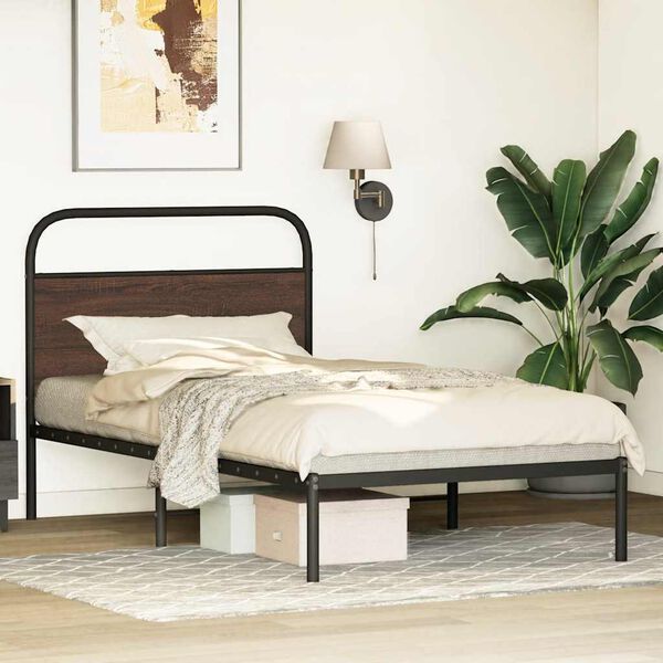 vidaXL Estructura de cama sin colchón 90x190 cm madera marrón roble