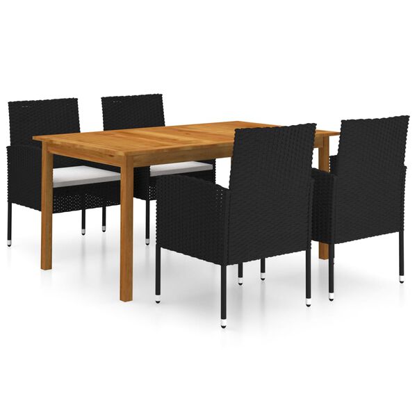 vidaXL Juego de comedor para jard&iacute;n de 5 piezas negro