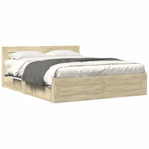 vidaXL Cama con cabecero madera de ingenier&iacute;a roble Sonoma 160x200 cm