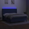 vidaXL Cama box spring colch&oacute;n y luces LED tela azul 180x200 cm