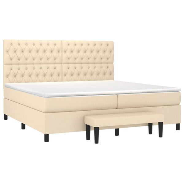 vidaXL Cama box spring con colch&oacute;n tela color crema 200x200 cm