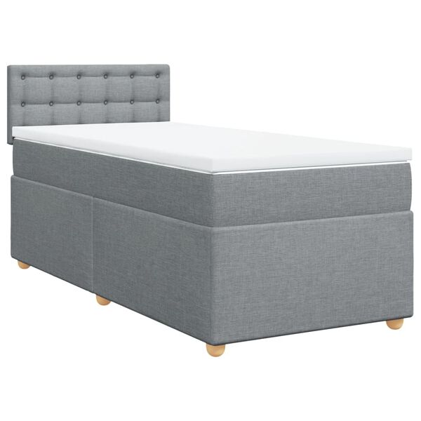vidaXL Cama box spring con colch&oacute;n tela gris claro 90x190 cm