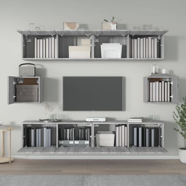vidaXL Set de muebles para TV 6 pzas madera contrachapada gris Sonoma