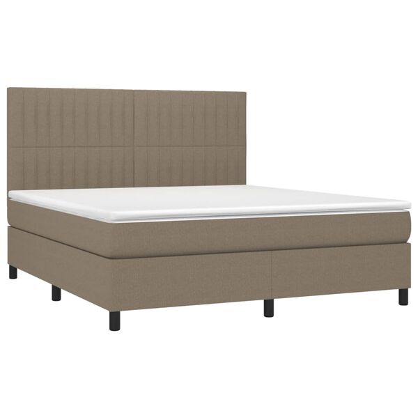 vidaXL Cama box spring con colch&oacute;n tela gris taupe 180x200 cm