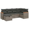 vidaXL Set de muebles de jard&iacute;n 6 pzas y cojines rat&aacute;n sint&eacute;tico gris