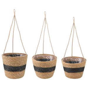 vidaXL 3 uds. Natural y negro &Oslash;26 x 19 cm 100% Hierba marina