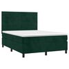 vidaXL Cama box spring colch&oacute;n y LED terciopelo verde oscuro 140x190cm