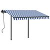 vidaXL Toldo manual retr&aacute;ctil con postes azul y blanco 3x2,5 m