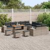 vidaXL Conjunto de sof&aacute; de jard&iacute;n 14 pcs Gris rat&aacute;n sint&eacute;tico