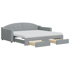 vidaXL Sof&aacute; cama nido con cajones tela gris claro 90x190 cm