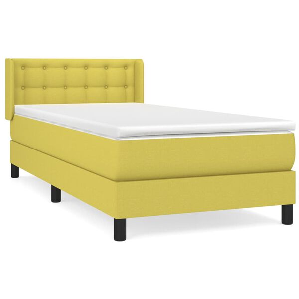 vidaXL Cama box spring con colch&oacute;n tela verde 90x200 cm