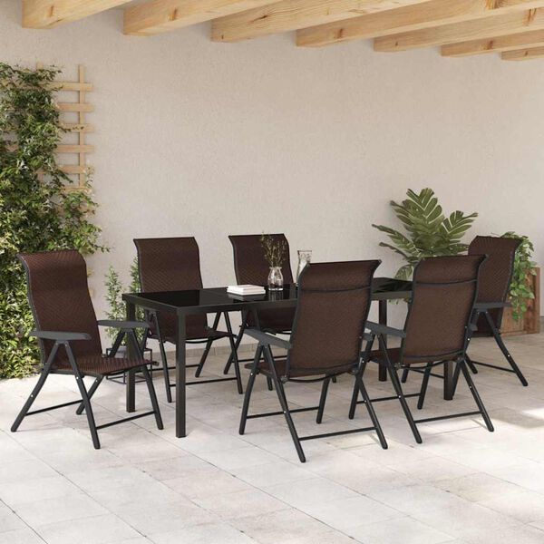vidaXL Conjunto de Comedor de Jard&iacute;n 7 pcs Marr&oacute;n