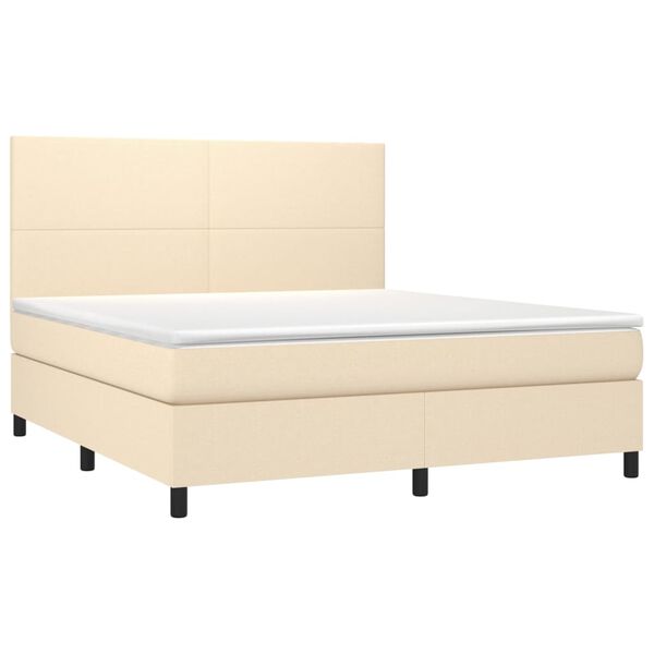 vidaXL Cama box spring con colch&oacute;n tela color crema 180x200 cm