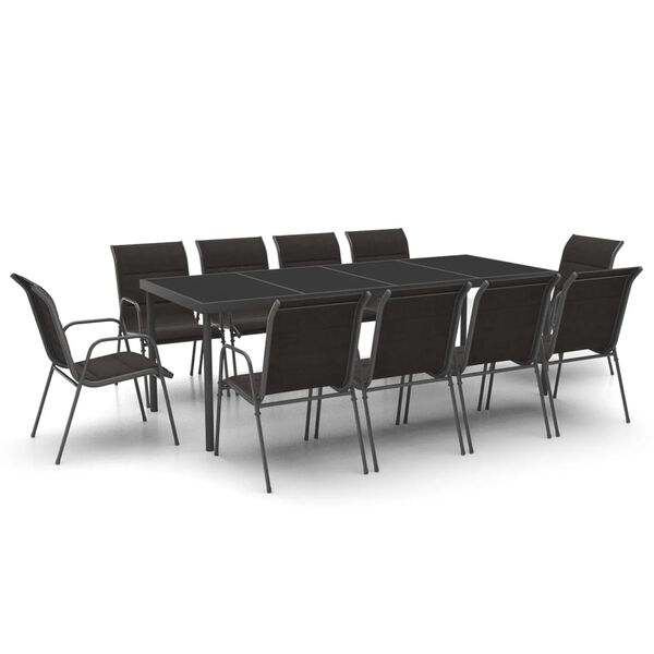 vidaXL Juego de comedor de jard&iacute;n 11 piezas acero