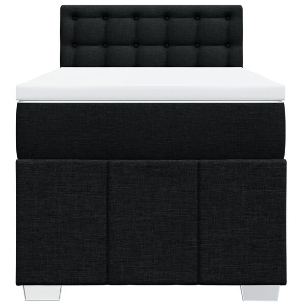 vidaXL Cama box spring con colch&oacute;n tela negro 90x190 cm