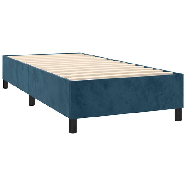 vidaXL Cama box spring con colch&oacute;n terciopelo azul oscuro 90x200 cm