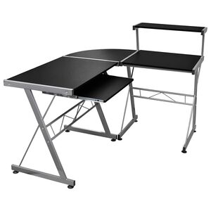 vidaXL Escritorio de esquina madera contrachapada negro 132x112x99cm