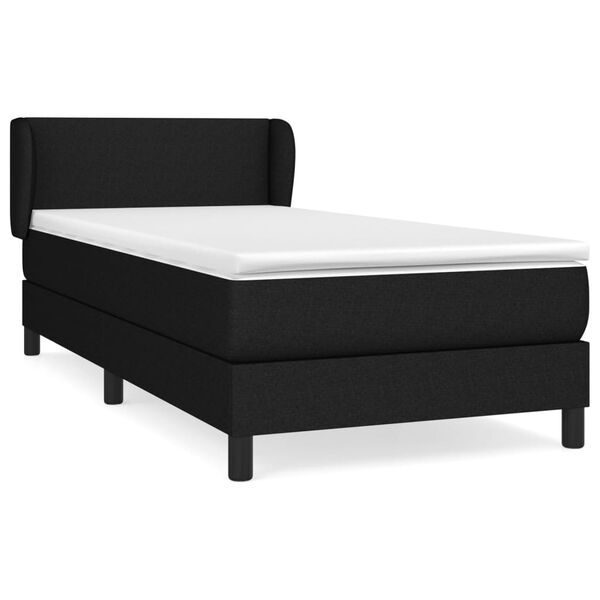 vidaXL Cama box spring con colch&oacute;n tela negro 90x190 cm