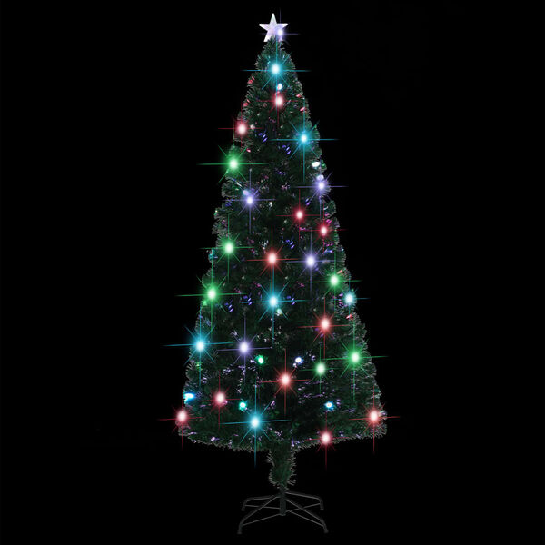 vidaXL Árbol de Navidad preiluminado con soporte y LED fibra óptica 210 cm