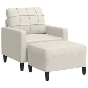vidaXL Sill&oacute;n con taburete terciopelo crema 60 cm