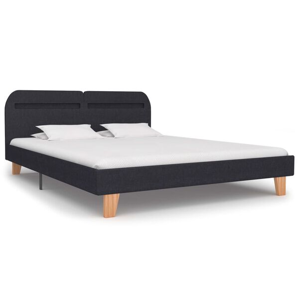 vidaXL Estructura cama con LED sin colch&oacute;n tela gris oscuro 180x200 cm