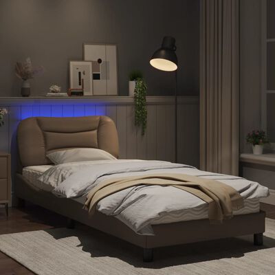 vidaXL Estructura de cama con LED cuero sintético capuchino 80x200 cm