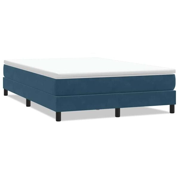 vidaXL Cama box spring sin colch&oacute;n terciopelo azul oscuro 140x210 cm