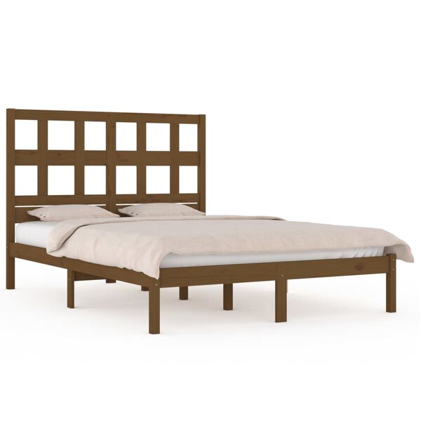 vidaXL Estructura de cama madera maciza de pino marr&oacute;n miel 200x200 cm