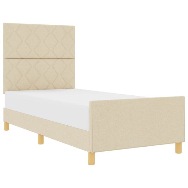 vidaXL Estructura de cama con cabecera Crema 100 x 200 cm tela