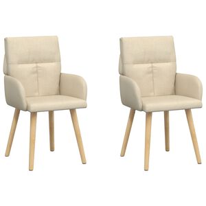 vidaXL Sillas de comedor 2 uds. Tela Crema 60 x 56 x 96 cm