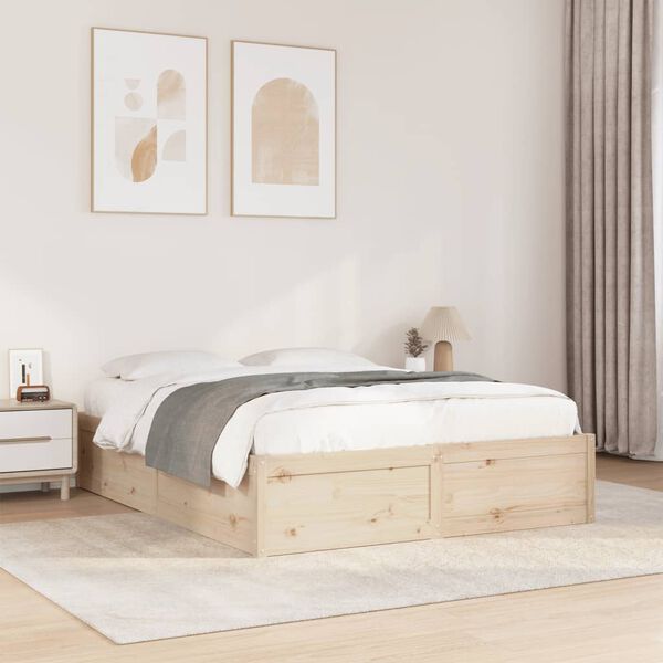 vidaXL Estructura de cama sin colch&oacute;n madera de pino blanco 150x200 cm